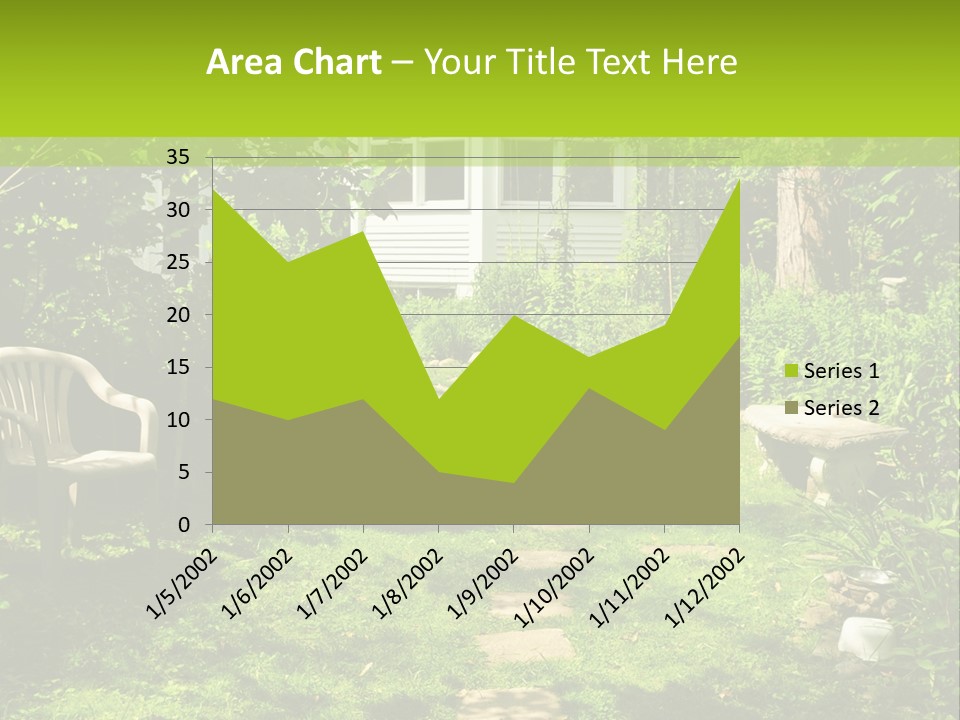 Path Of Steeping Stones Leading To A House In Lush Green Garden PowerPoint Template