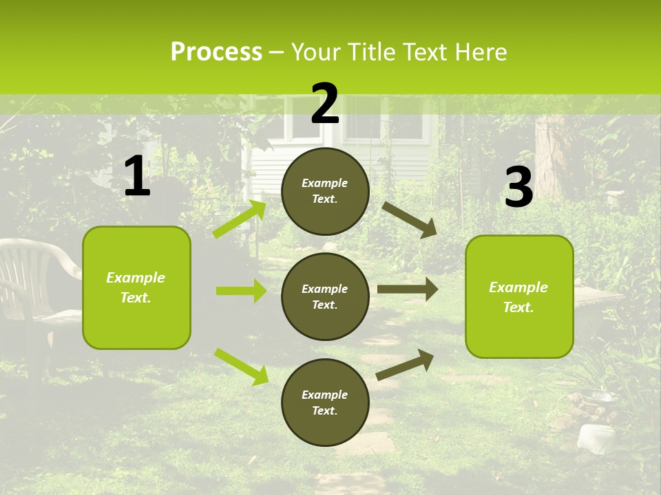 Path Of Steeping Stones Leading To A House In Lush Green Garden PowerPoint Template