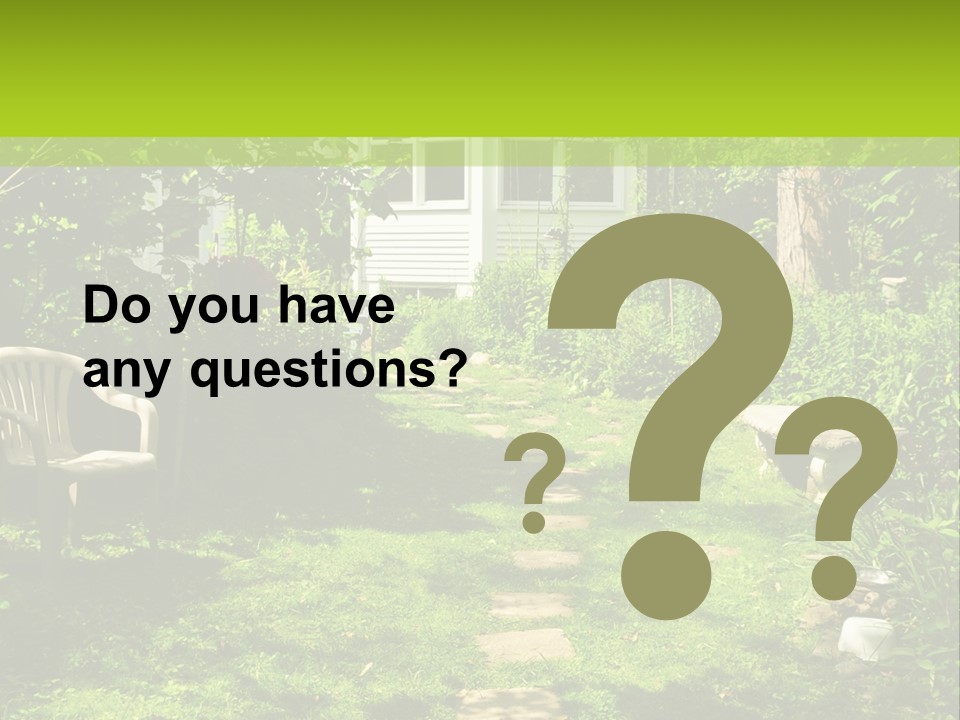 Path Of Steeping Stones Leading To A House In Lush Green Garden PowerPoint Template