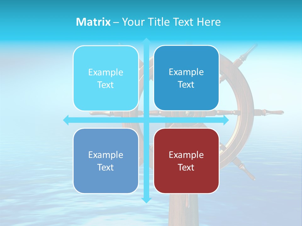 Ship Wheel Over A Sea Background. Digital Illustration PowerPoint Template