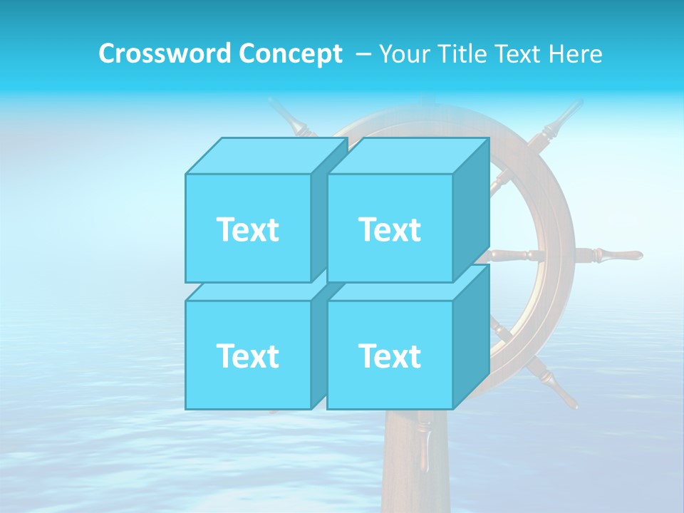 Ship Wheel Over A Sea Background. Digital Illustration PowerPoint Template
