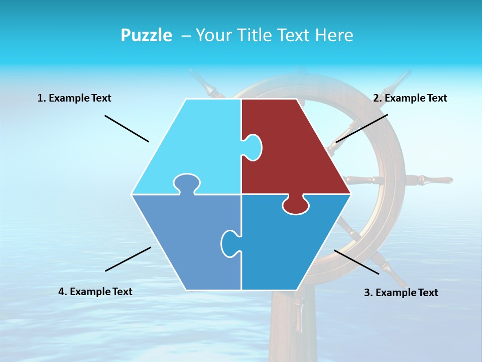 Ship Wheel Over A Sea Background. Digital Illustration PowerPoint Template