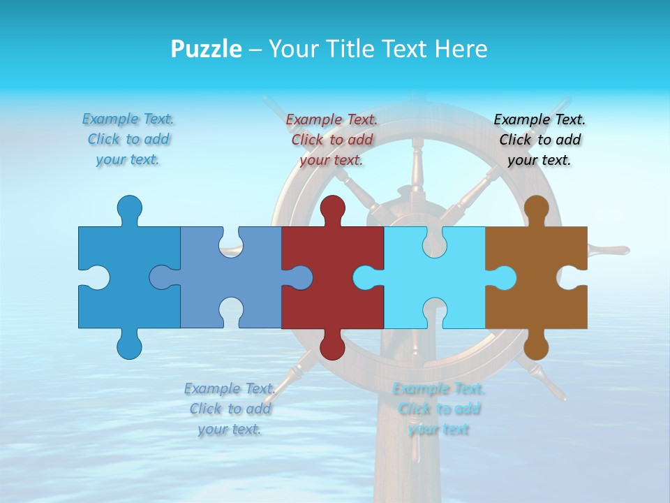 Ship Wheel Over A Sea Background. Digital Illustration PowerPoint Template