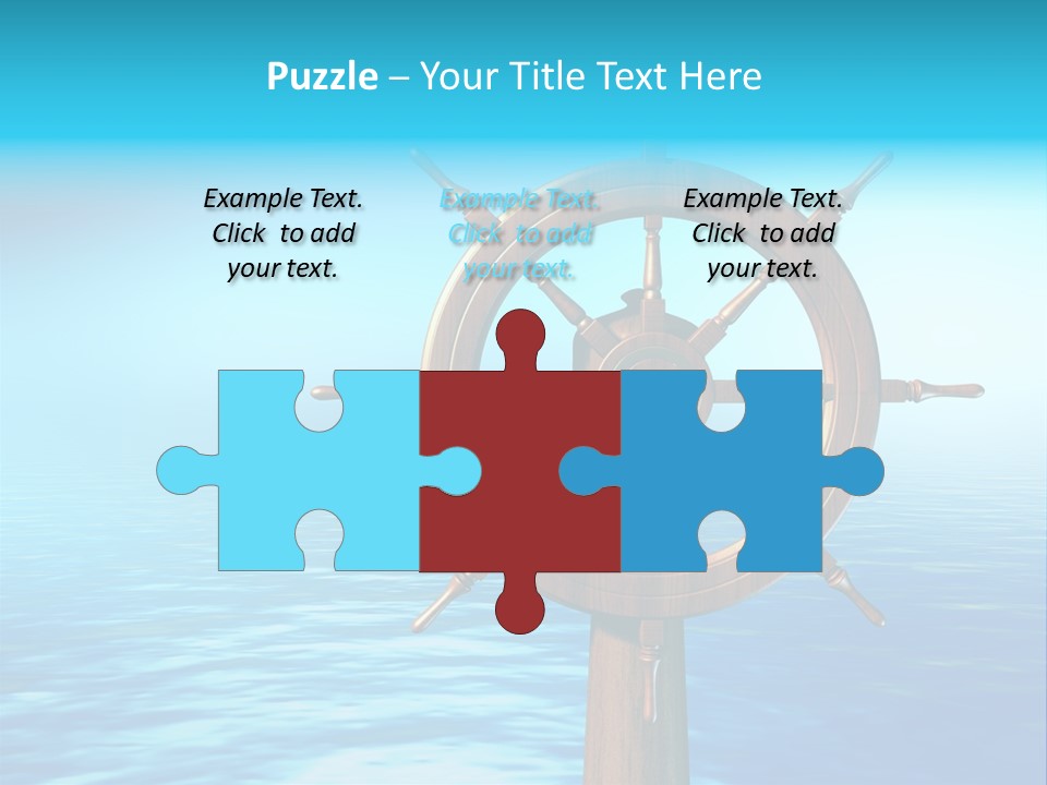 Ship Wheel Over A Sea Background. Digital Illustration PowerPoint Template