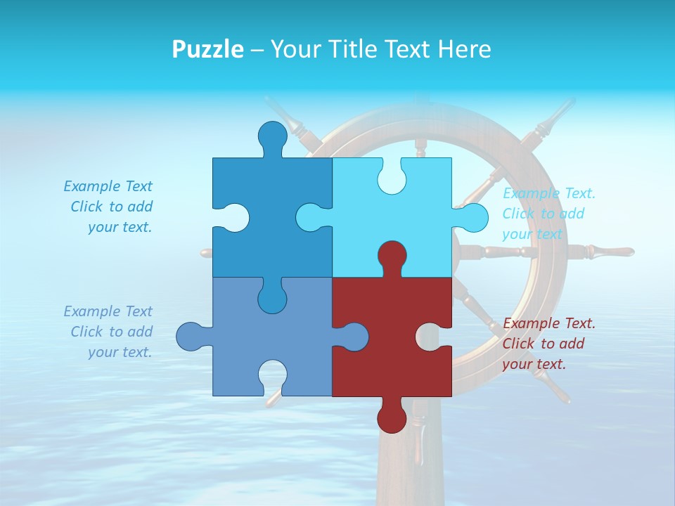 Ship Wheel Over A Sea Background. Digital Illustration PowerPoint Template