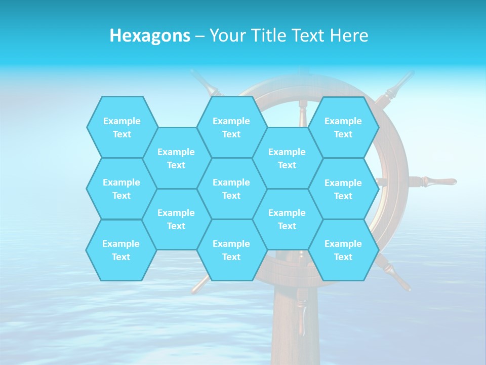 Ship Wheel Over A Sea Background. Digital Illustration PowerPoint Template