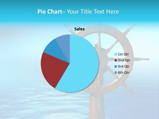 Ship Wheel Over A Sea Background. Digital Illustration PowerPoint Template