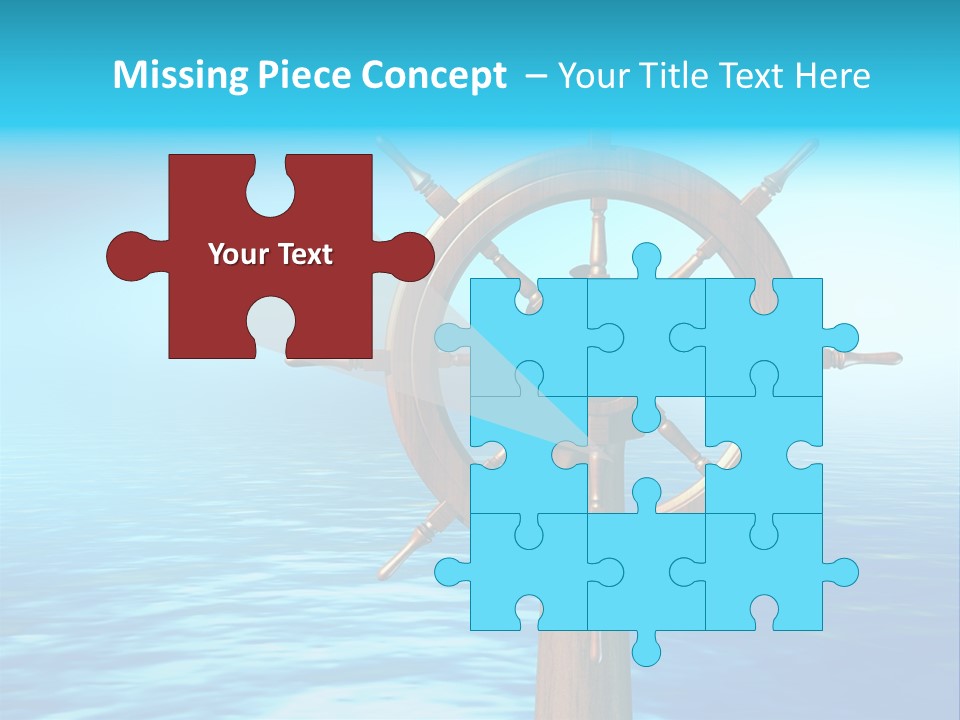 Ship Wheel Over A Sea Background. Digital Illustration PowerPoint Template