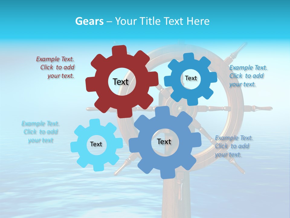 Ship Wheel Over A Sea Background. Digital Illustration PowerPoint Template