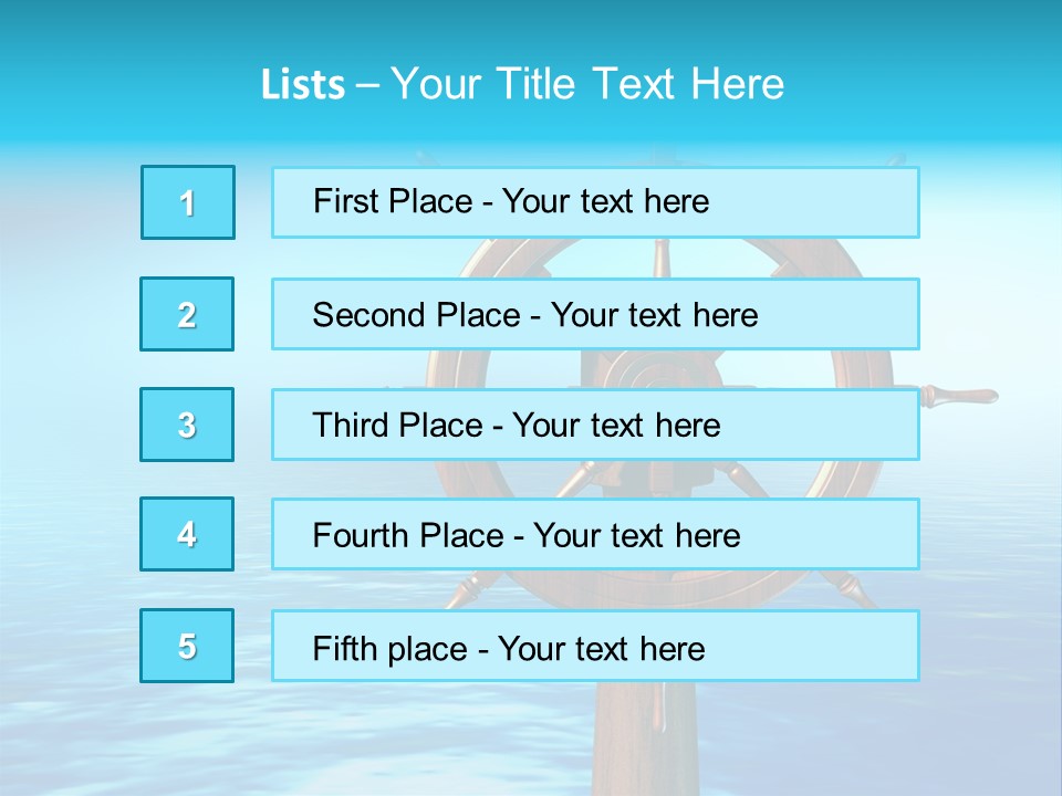 Ship Wheel Over A Sea Background. Digital Illustration PowerPoint Template