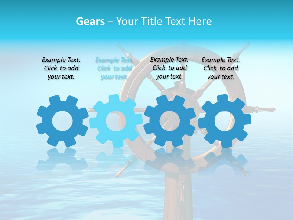 Ship Wheel Over A Sea Background. Digital Illustration PowerPoint Template
