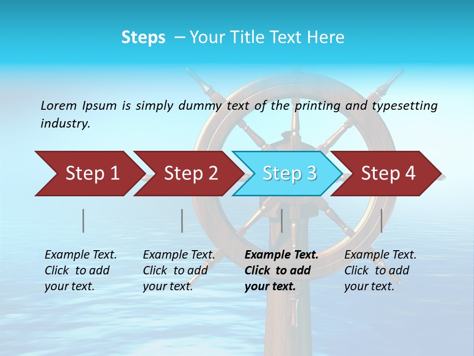 Ship Wheel Over A Sea Background. Digital Illustration PowerPoint Template