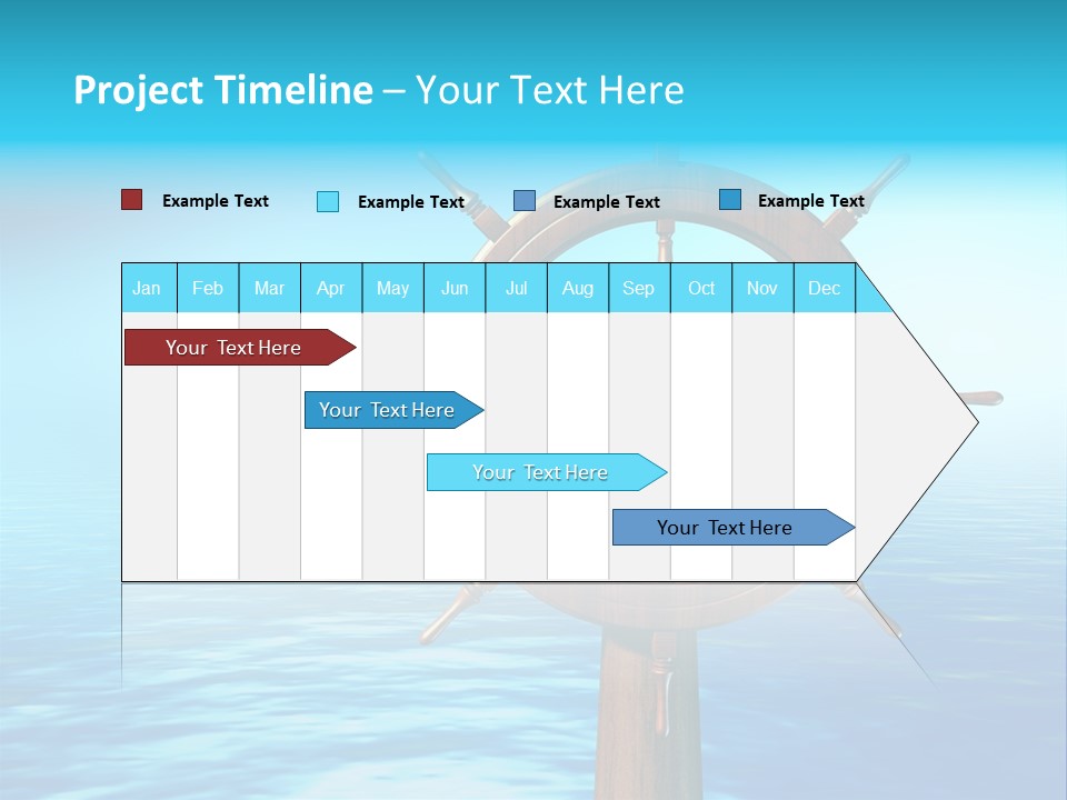 Ship Wheel Over A Sea Background. Digital Illustration PowerPoint Template