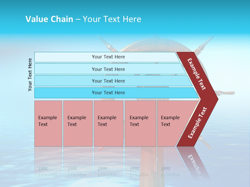Ship Wheel Over A Sea Background. Digital Illustration PowerPoint Template