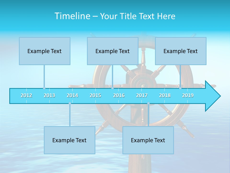 Ship Wheel Over A Sea Background. Digital Illustration PowerPoint Template
