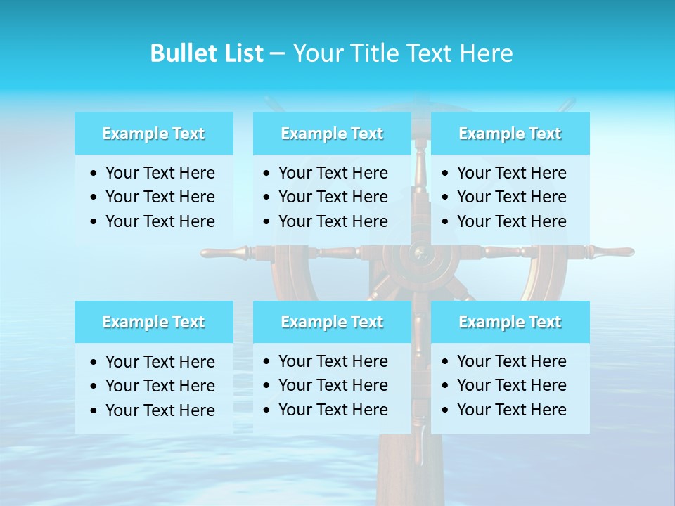 Ship Wheel Over A Sea Background. Digital Illustration PowerPoint Template