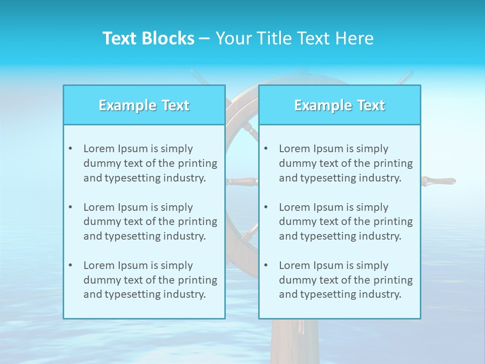 Ship Wheel Over A Sea Background. Digital Illustration PowerPoint Template