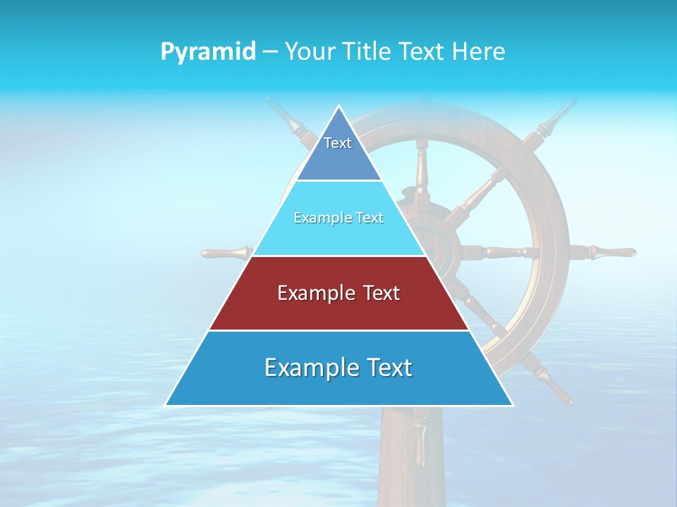Ship Wheel Over A Sea Background. Digital Illustration PowerPoint Template