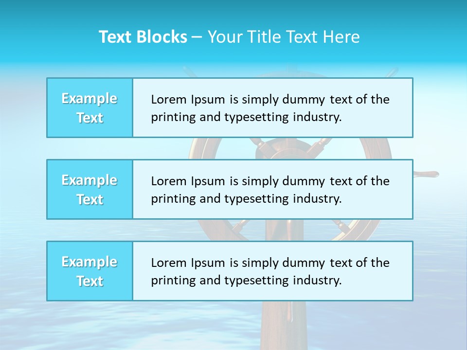 Ship Wheel Over A Sea Background. Digital Illustration PowerPoint Template