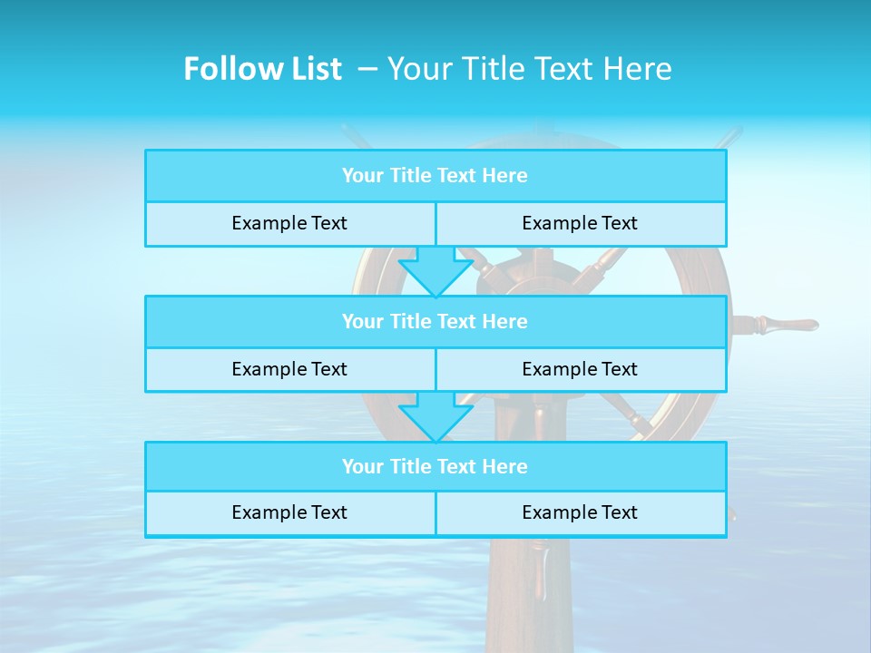 Ship Wheel Over A Sea Background. Digital Illustration PowerPoint Template