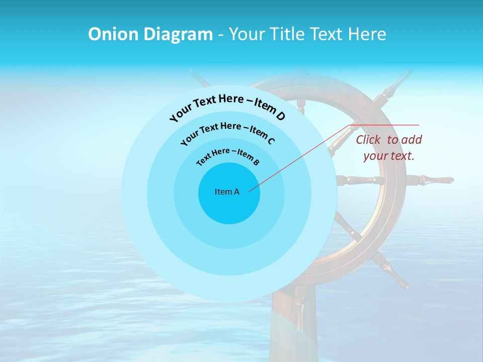 Ship Wheel Over A Sea Background. Digital Illustration PowerPoint Template