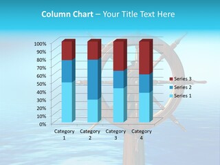 Ship Wheel Over A Sea Background. Digital Illustration PowerPoint Template