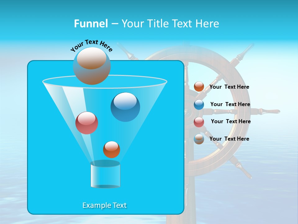 Ship Wheel Over A Sea Background. Digital Illustration PowerPoint Template