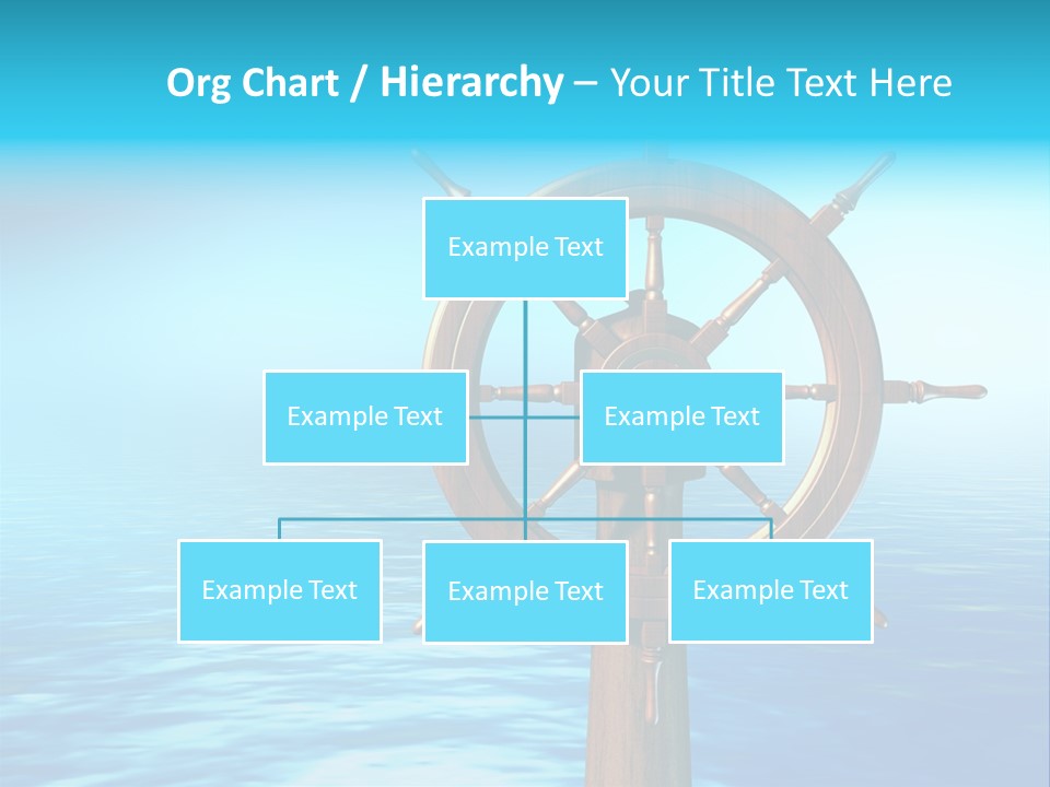 Ship Wheel Over A Sea Background. Digital Illustration PowerPoint Template
