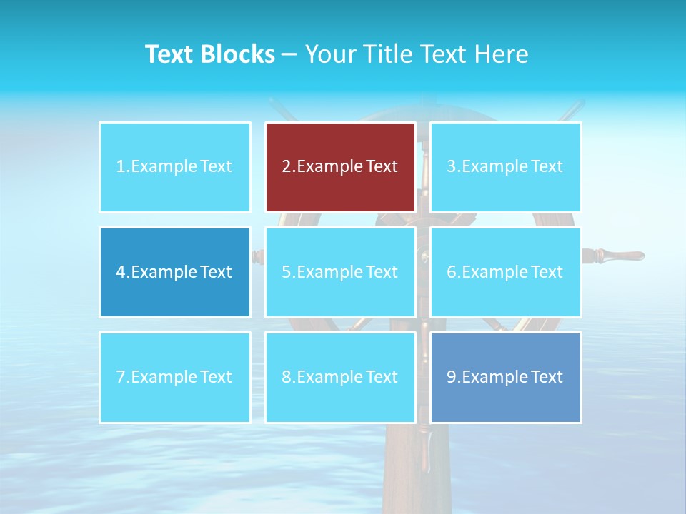 Ship Wheel Over A Sea Background. Digital Illustration PowerPoint Template