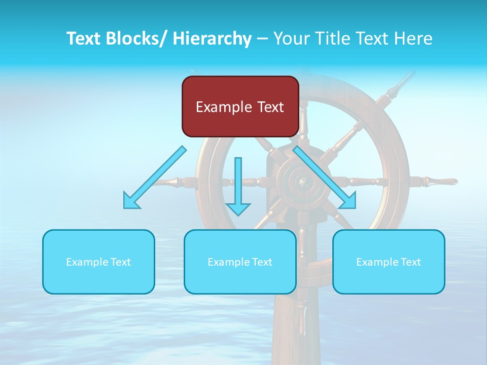 Ship Wheel Over A Sea Background. Digital Illustration PowerPoint Template