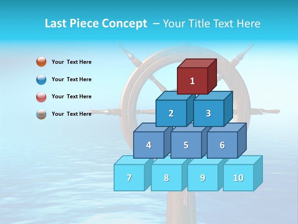 Ship Wheel Over A Sea Background. Digital Illustration PowerPoint Template