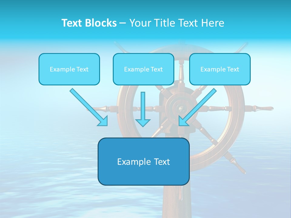 Ship Wheel Over A Sea Background. Digital Illustration PowerPoint Template