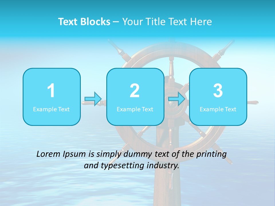 Ship Wheel Over A Sea Background. Digital Illustration PowerPoint Template