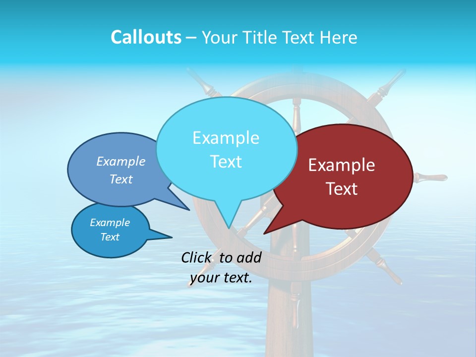 Ship Wheel Over A Sea Background. Digital Illustration PowerPoint Template