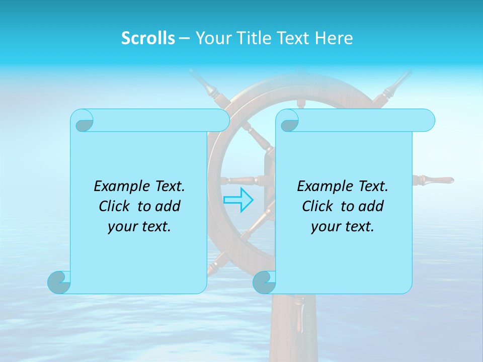 Ship Wheel Over A Sea Background. Digital Illustration PowerPoint Template