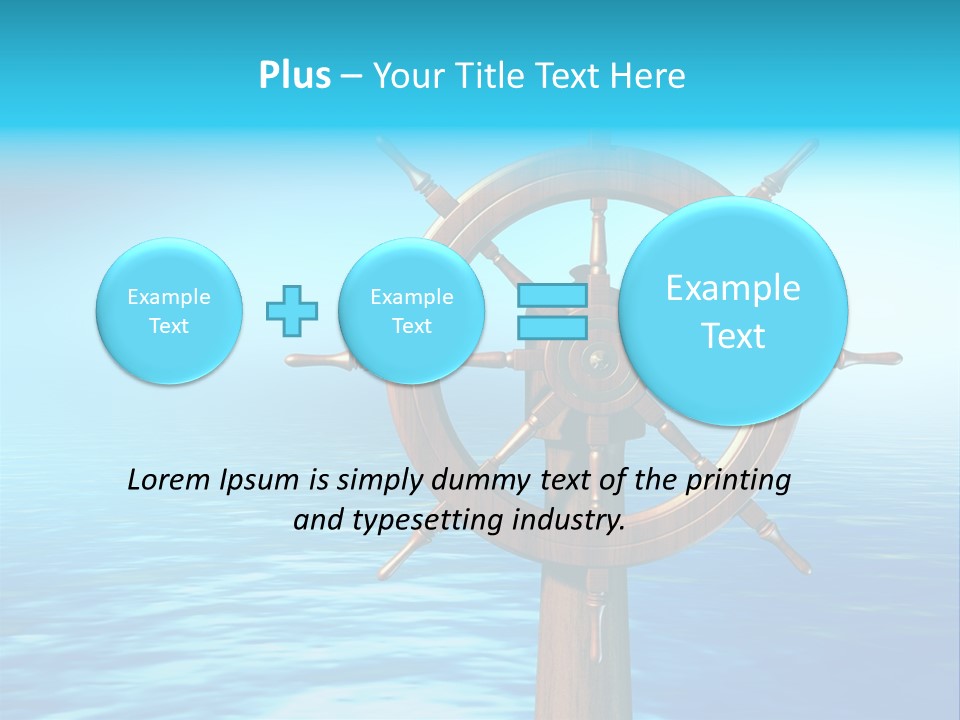 Ship Wheel Over A Sea Background. Digital Illustration PowerPoint Template