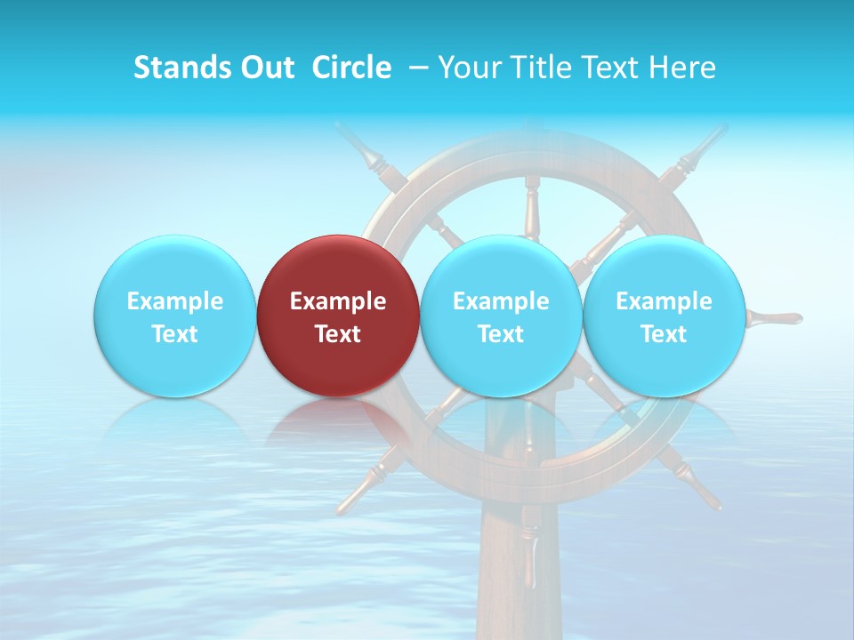 Ship Wheel Over A Sea Background. Digital Illustration PowerPoint Template