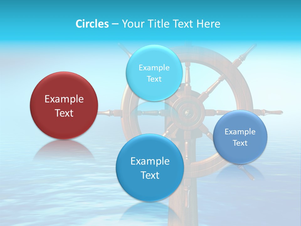 Ship Wheel Over A Sea Background. Digital Illustration PowerPoint Template