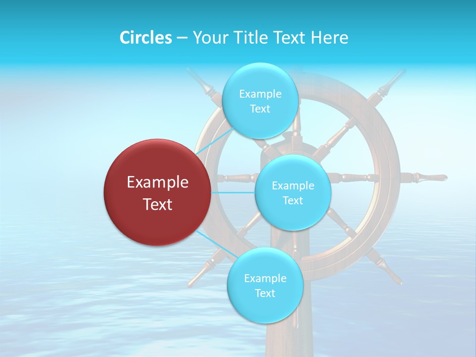 Ship Wheel Over A Sea Background. Digital Illustration PowerPoint Template
