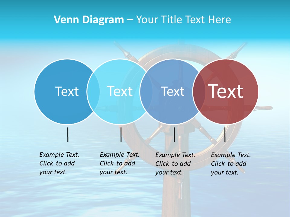 Ship Wheel Over A Sea Background. Digital Illustration PowerPoint Template