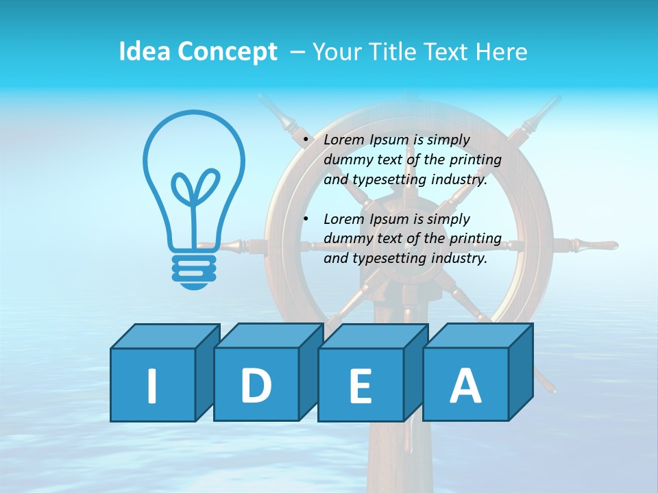 Ship Wheel Over A Sea Background. Digital Illustration PowerPoint Template