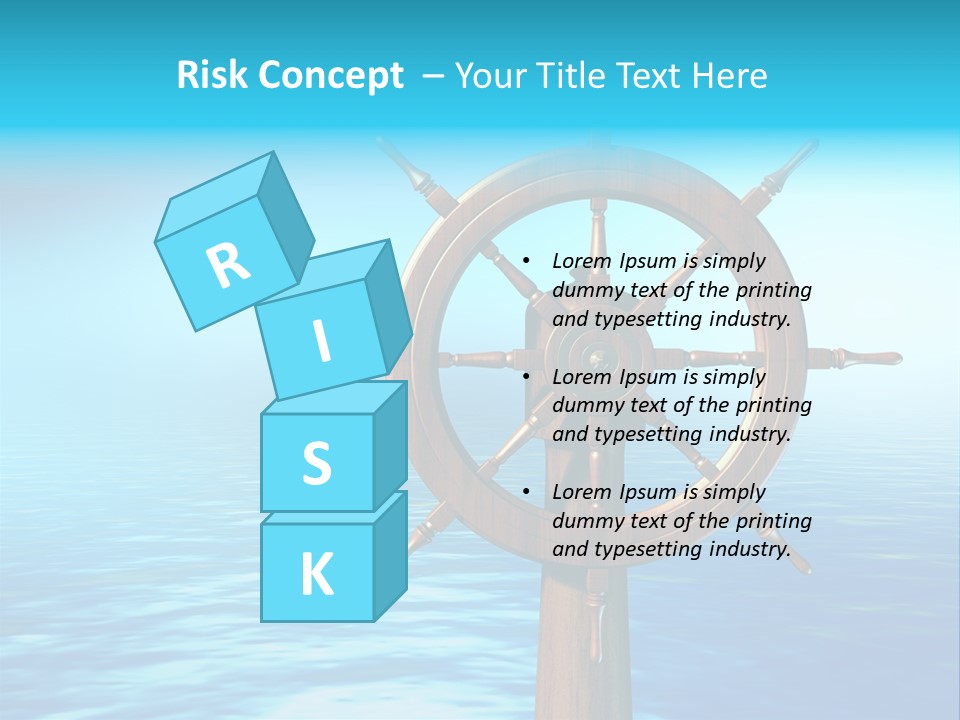 Ship Wheel Over A Sea Background. Digital Illustration PowerPoint Template