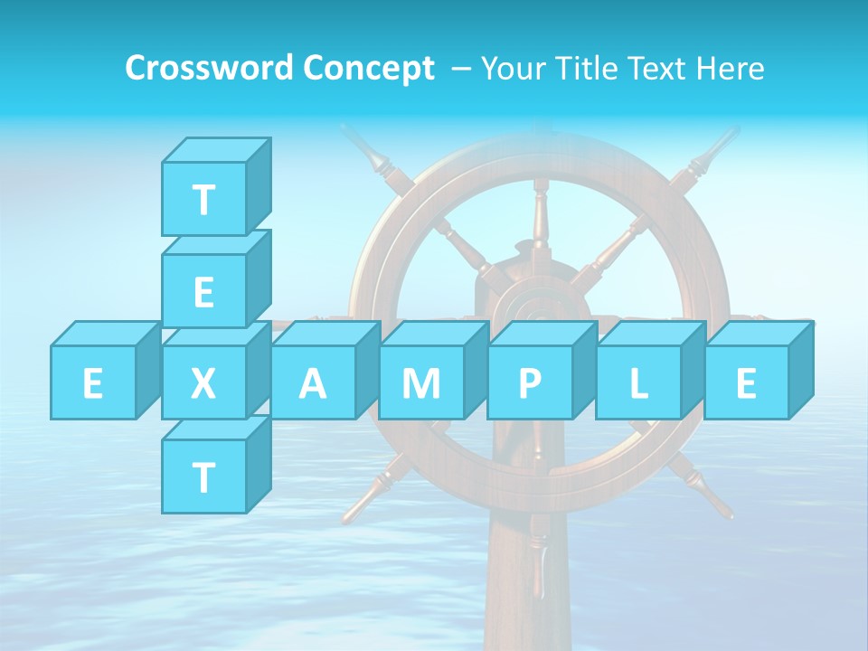Ship Wheel Over A Sea Background. Digital Illustration PowerPoint Template
