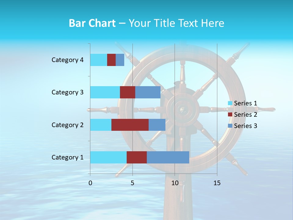 Ship Wheel Over A Sea Background. Digital Illustration PowerPoint Template