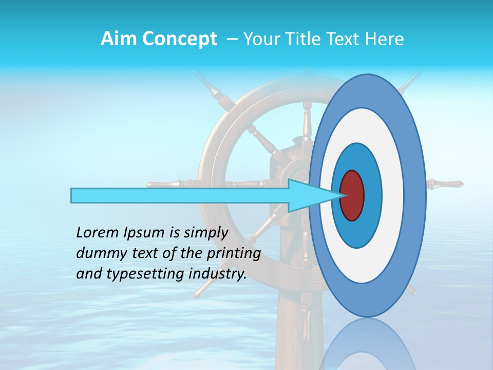 Ship Wheel Over A Sea Background. Digital Illustration PowerPoint Template
