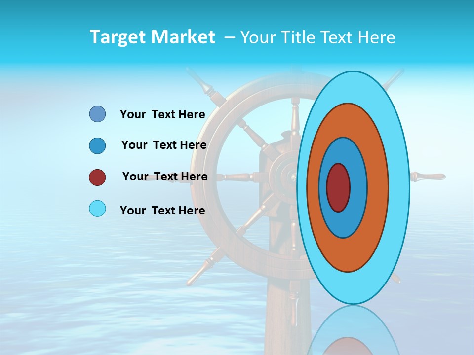 Ship Wheel Over A Sea Background. Digital Illustration PowerPoint Template