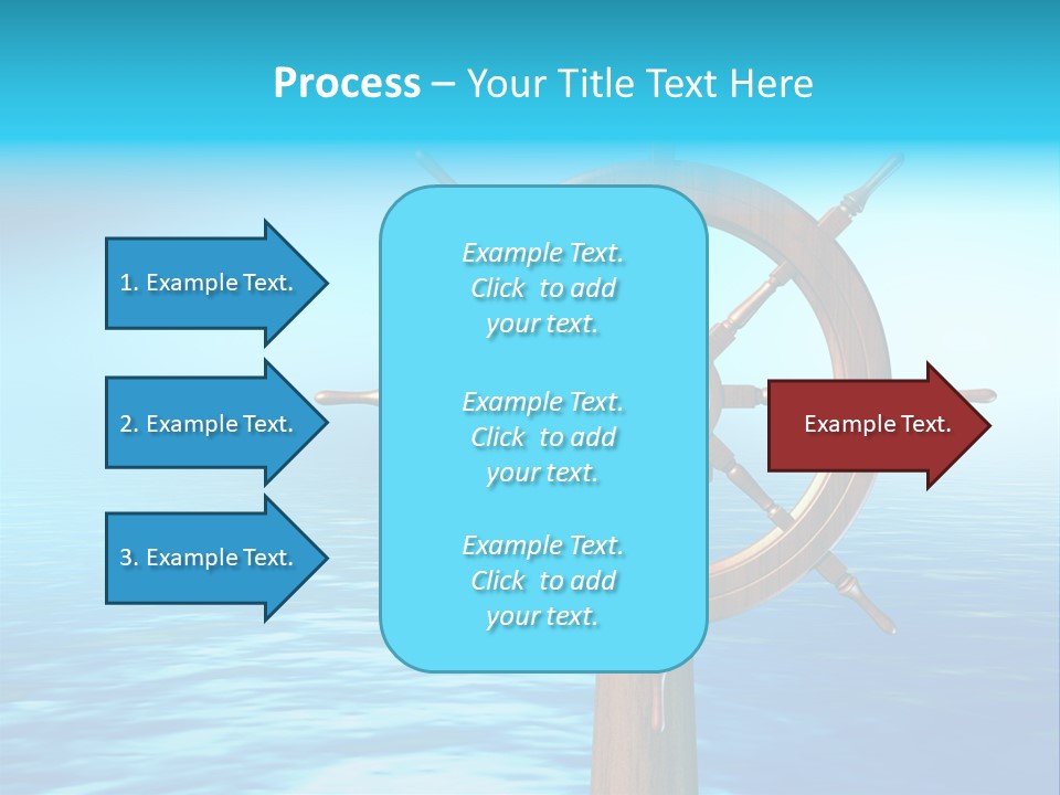Ship Wheel Over A Sea Background. Digital Illustration PowerPoint Template