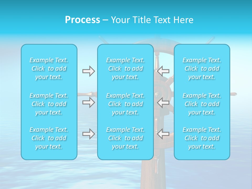 Ship Wheel Over A Sea Background. Digital Illustration PowerPoint Template