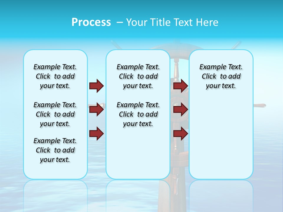 Ship Wheel Over A Sea Background. Digital Illustration PowerPoint Template