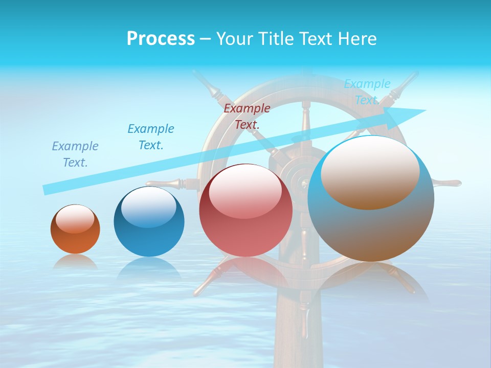 Ship Wheel Over A Sea Background. Digital Illustration PowerPoint Template